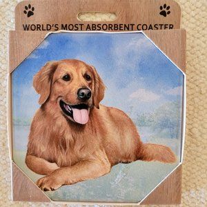 E & S Pets Dog Golden Retriever Sandstone Coaster New In Package